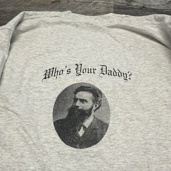 Vintage 90s Y2K Caution Radioactive Rontgen Rad Tech Humor Grey Mens L Funny Tee - Picture 4 of 10